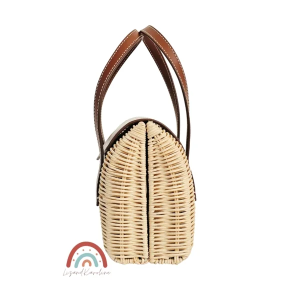 New! J. Crew Small Rattan Leather Top Handle Satchel Crossbody Bag - Picture 9 of 16